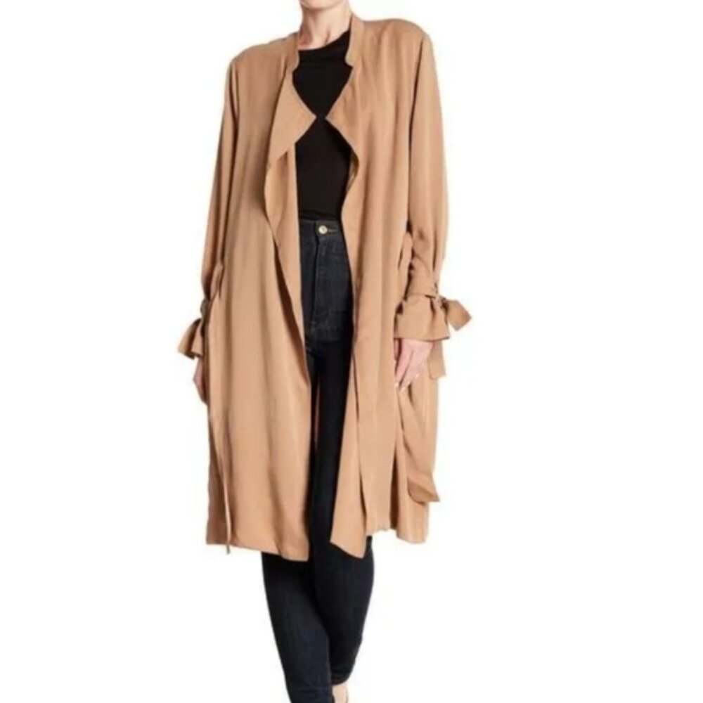Splendid Open Front Trench Coat1 Lightweight Tie Gatherer attach Cuffs Size XS